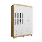 Guarda Roupa Infantil Elô 4 Portas Articuladas 4 Gavetas Amendoa-off White MDF Guarda Roupa Infantil Elô 4 Portas Articuladas 4 Gavetas Amendoa-off White MDF