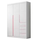 Guarda Roupa Infantil Eloá 3 Portas Branco Rosa Phoenix Baby