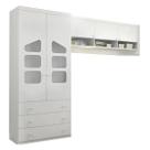 Guarda Roupa Infantil Eloisa 2 Portas e Modulo Aéreo Branco Brilho