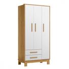 Guarda Roupa Infantil Encanto Slim 3 Portas 2 Gavetas Freijo com Branco Qmovi