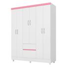 Guarda Roupa Infantil Flash 2 Branco Rosa Flex - Demóbile
