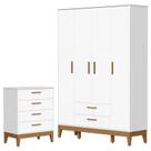 Guarda Roupa Infantil Flip 4 Portas com Cômoda Gaveteiro Infantil Flip Branco Acetinado - Reller