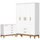 Guarda Roupa Infantil Flip 4 Portas com Cômoda Sapateira Infantil Flip Branco Acetinado - Reller