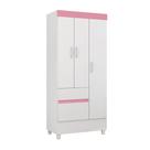 Guarda Roupa Infantil/Juvenil Bella 3 Portas Branco/Rosa - Mercado dos Móveis