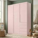 Guarda-Roupa Infantil / Juvenil Rosa 3 Portas e 4 Gavetas 220cm Pérola