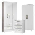 Guarda Roupa Infantil Lima Com Cômoda Ms913 E Armário Multiuso Jade Branco Brilho - Moval