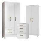 Guarda Roupa Infantil Lima com Cômoda MS913 e Armário Multiuso Jade Branco Brilho Moval