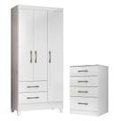 Guarda Roupa Infantil Lima e Cômoda MS913 Branco Flex Moval