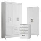 Guarda Roupa Infantil Madri Com Cômoda Ms913 E Armário Multiuso Jade Branco Brilho - Moval
