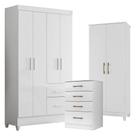 Guarda Roupa Infantil Madri Com Cômoda Ms913 E Armário Multiuso Jade Branco Brilho Moval