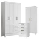 Guarda Roupa Infantil Madri com Cômoda MS913 e Armário Multiuso Jade Branco Brilho Moval