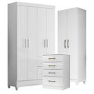 Guarda Roupa Infantil Madri Com Cômoda Ms913 E Armário Multiuso New íris Branco Brilho - Moval