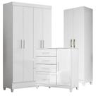 Guarda Roupa Infantil Madri Com Cômoda Vênus Com Pés E Armário Multiuso New íris Branco Brilho Moval