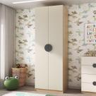 Guarda Roupa Infantil Modulado 2 Portas com Nichos e 2 Gavetas Joy Kids CabeCasa MadeiraMadeira Cinza/Avena