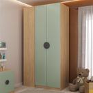Guarda Roupa Infantil Modulado de Canto 2 Portas Joy Kids CabeCasa MadeiraMadeira Verde/Avena