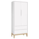 Guarda Roupa Infantil New Classic 2 Portas Branco com Pés Madeira Natural Reller