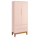 Guarda Roupa Infantil New Classic 2 Portas Rosa Com Pés Madeira - Reller