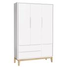 Guarda Roupa Infantil New Classic 3 Portas Branco com Pés Madeira Natural Reller Guarda Roupa Infantil New Classic 3 Portas Branco com Pés Madeira Natural Reller