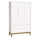 Guarda Roupa Infantil New Classic 3 Portas Branco com Pés Madeira Reller