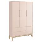 Guarda Roupa Infantil New Classic 3 Portas Rosa com Pés Madeira Natural Reller