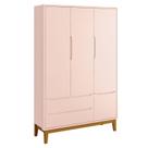 Guarda Roupa Infantil New Classic 3 Portas Rosa com Pés Madeira Reller