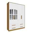 Guarda Roupa Infantil Peroba Charlô 4 Portas Branco Amêndoa