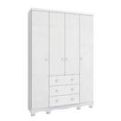 Guarda-Roupa Infantil Peroba Junior 4 Portas 3 Gaveta Branco