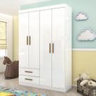 Guarda-roupa Infantil Perola 4 Portas 2 Gavetas Branco-Branco