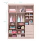 Guarda Roupa Infantil Pietra 3 Portas e 4 Gavetas Rosê - PR Baby