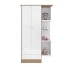 Guarda Roupa Infantil Pirulito 2 Portas c/ 2 Gavetas + Nicho Carvalho/Branco - Mercado dos Móveis