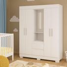Guarda-Roupa Infantil Portugal Com Espelho 4 portas e 2 Gavetas Linhamobília