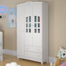 Guarda Roupa Infantil Provençal 3 Portas com Gavetas Lisa Branco Carolina Baby