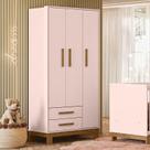 Guarda Roupa Infantil Q Encanto Slim 4340 Rosa Acetinado Ambiente - Qmovi Guarda Roupa Infantil Q Encanto Slim 4340 Rosa Acetinado Ambiente - Qmovi