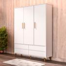 Guarda Roupa Infantil Retrô 3 Portas 4 Gavetas Lorena 100% MDF Branco Guarda Roupa Infantil Retrô 3 Portas 4 Gavetas Lorena 100% MDF Branco