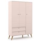 Guarda Roupa Infantil Retro Gold 3 Portas Rose Eco Wood Matic