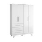 Guarda Roupa Infantil Retrô Peroba 4 Portas Lisa Mdf Branco