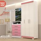 Guarda Roupa Infantil Rosa Branco Quarto Infantil Lana Roupeiro + Cômoda 100%MDF - ACP MÓVEIS