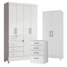Guarda Roupa Infantil Sobral Com Cômoda Ms913 E Armário Multiuso Jade Branco Brilho - Moval
