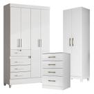 Guarda Roupa Infantil Sobral com Cômoda MS913 e Armário Multiuso New Íris Branco Brilho Moval