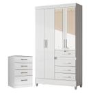 Guarda Roupa Infantil Sobral com Espelho e Cômoda MS913 Branco Brilho Moval