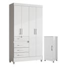 Guarda Roupa Infantil Sobral e Armário Multiuso Lírio Branco Brilho Moval