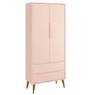 Guarda Roupa Infantil Theo 2 Portas Rosa com Pés Amadeirados Reller