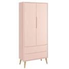 Guarda Roupa Infantil Theo 2 Portas Rosa Com Pés Madeira Natural - Reller Guarda Roupa Infantil Theo 2 Portas Rosa Com Pés Madeira Natural - Reller