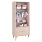 Guarda Roupa Infantil Theo 2 Portas Rosa com Pés Madeira Natural Reller Guarda Roupa Infantil Theo 2 Portas Rosa com Pés Madeira Natural Reller
