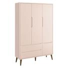 Guarda Roupa Infantil Theo 3 Portas Rosa Com Pés Amadeirados Reller