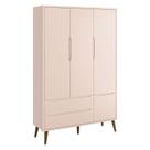 Guarda Roupa Infantil Theo 3 Portas Rosa com Pés Amadeirados Reller