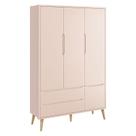 Guarda Roupa Infantil Theo 3 Portas Rosa com Pés Madeira Natural Reller Guarda Roupa Infantil Theo 3 Portas Rosa com Pés Madeira Natural Reller