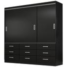 Guarda Roupa Isabela Casal 3 Portas 9 Gavetas Evidencia Cor Preto