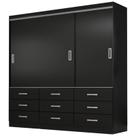 Guarda Roupa Isabela Casal 3 Portas 9 Gavetas Evidencia Cor Preto