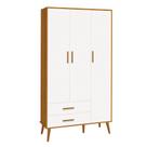 Guarda-Roupa Isis 3 Portas e 2 Gavetas Branco Fosco e Savana